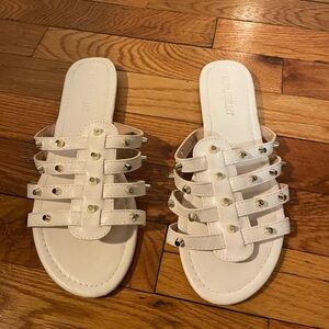 Olivia Miller White Studded Slides